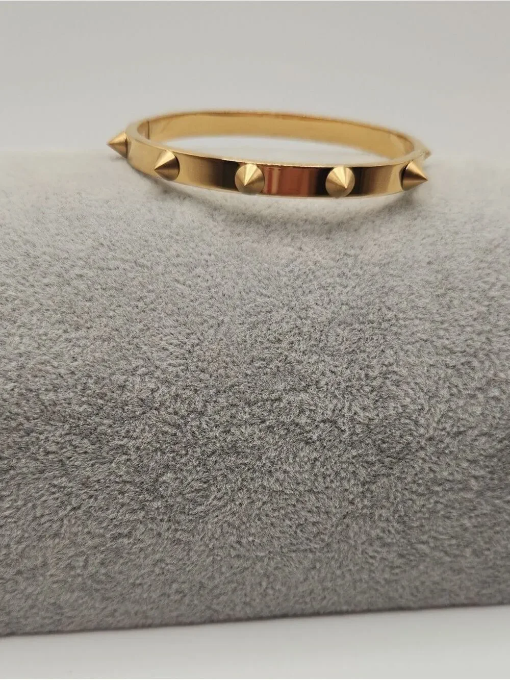 18k Gold Plated Stainless Steel Spike Studded Bangle Bracelet Minimalist Jewelry